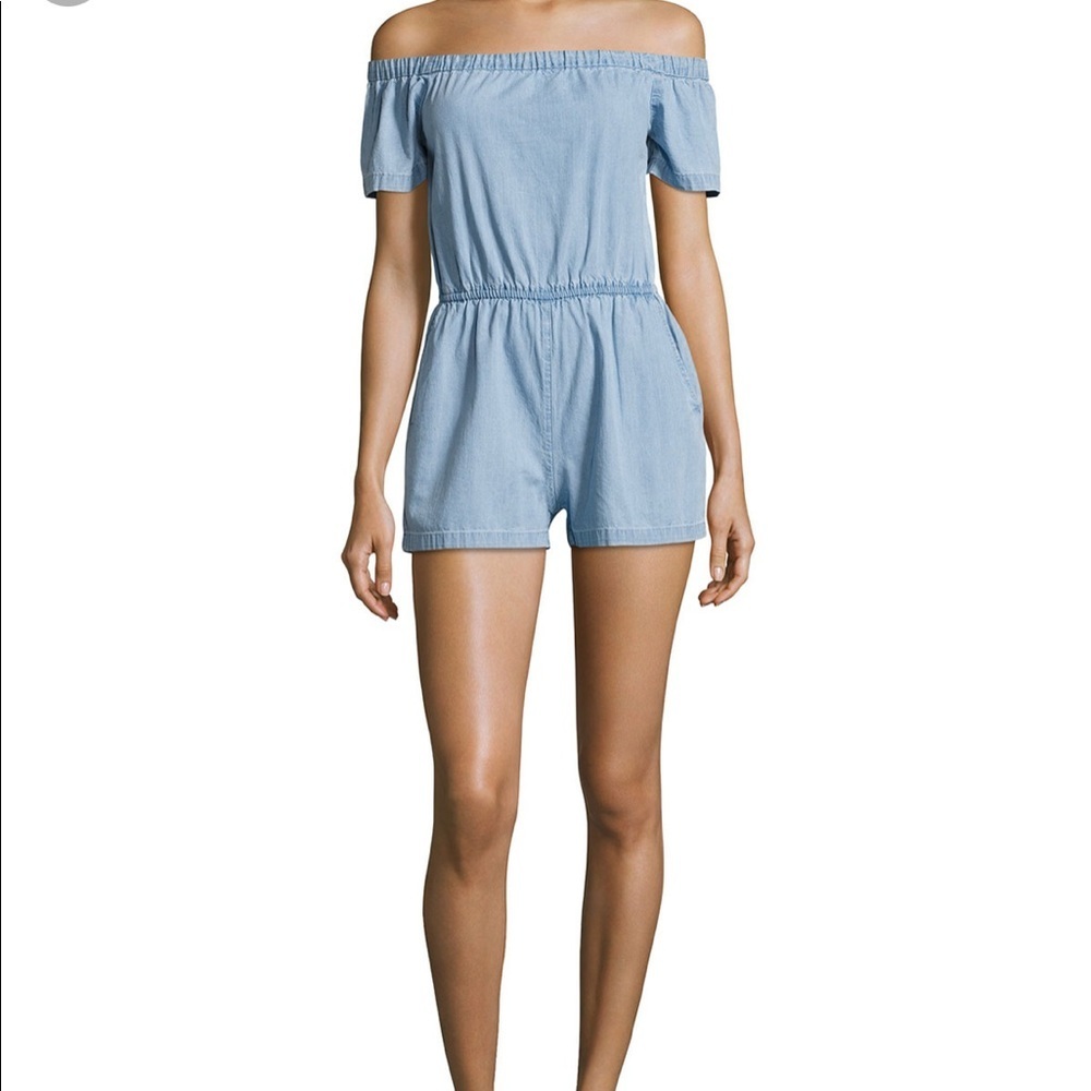 NEW • 3x1 • Clark Off The Shoulder Romper Blue XS